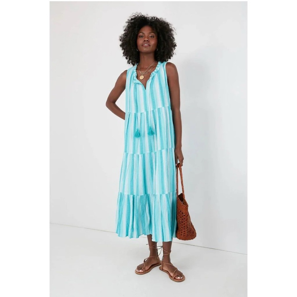 Tuckernuck XS Stripe Sleeveless Paloma Caftan Dress Midi Maxi Dress